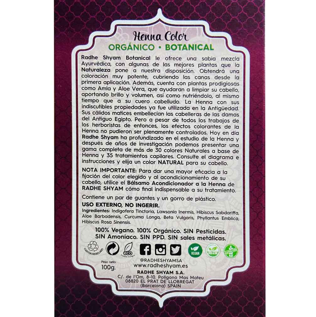 Henna Radhe Botanical Rojo Burdeos Polvo Radhe Shyam