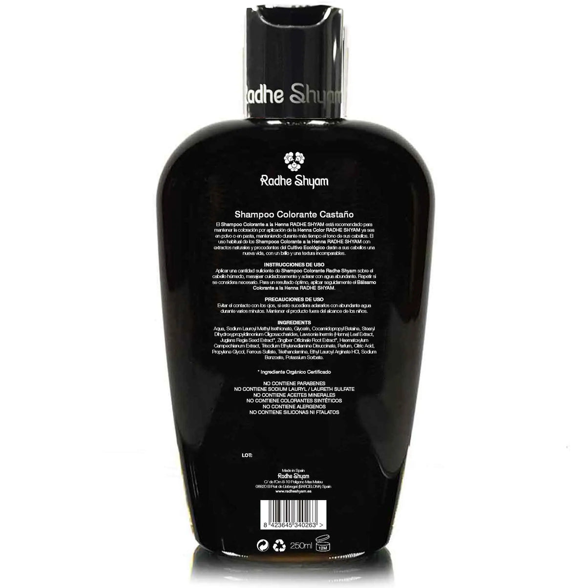 Shampoo Henna Color Castaño 250 Cc Y 400 Cc Radhe Shyam