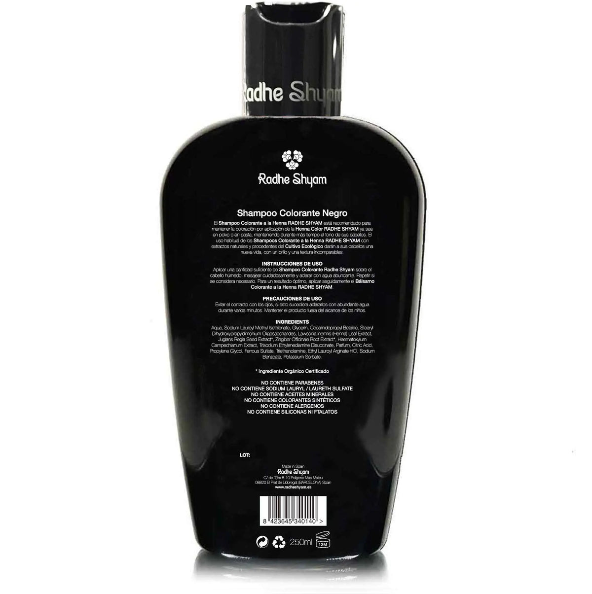 Shampoo Henna Color Negro 250 Cc Y 400 Cc Radhe Shyam